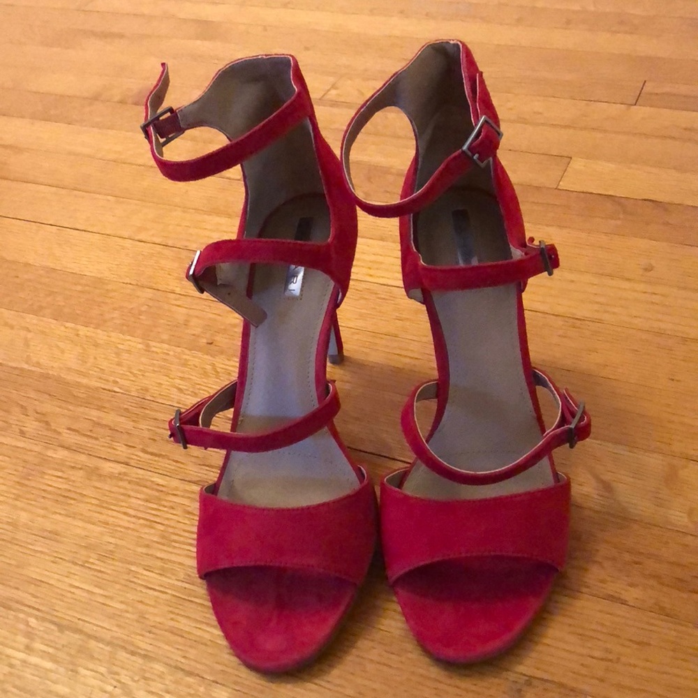 Red strap high heels